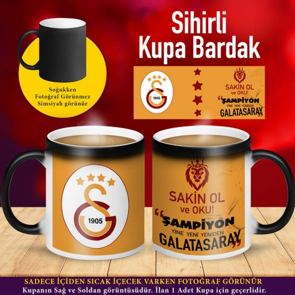 Sakin Ol Şampiyon GalataSaray Sihirli Kupa Fincan Bardak - GS6