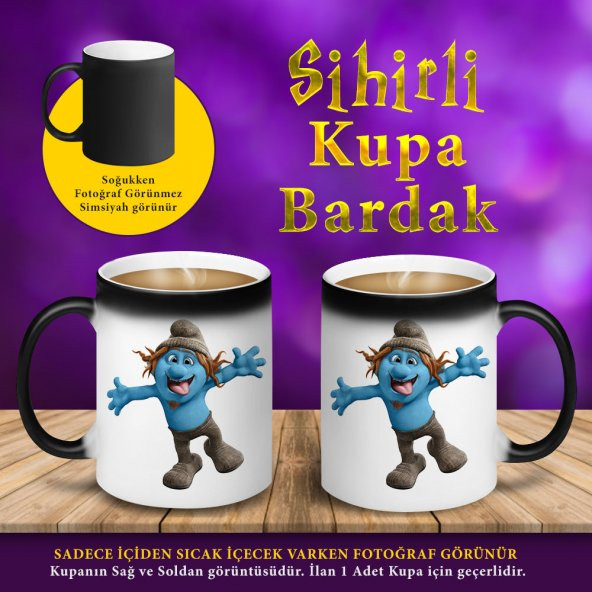 Şirinler Çizgi Film Cesur Şirin Sihirli Kupa Bardak-5ac4d9b2de3a