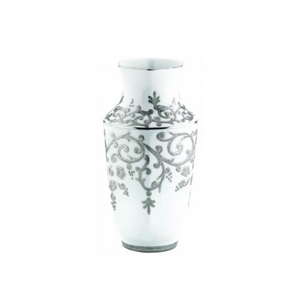 Kütahya Porselen Antik Vazo 25 Cm-Platin Desenli