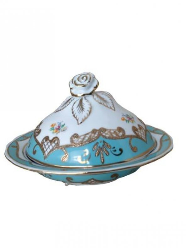 Kütahya Porselen Sultan Şekerlik Turkuaz-Çiçek Renk - 2