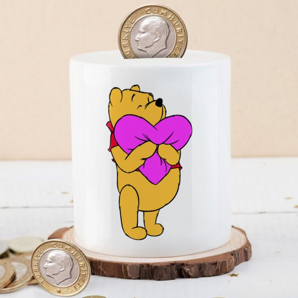 Winnie The Pooh Kalbe Sarılan Ayı Para Birikim Kumbarası-POOH26a - 1