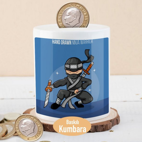 Siyah Kuşak Savaşçı Ninja Baskılı Para Birikim Kumbarası-65266 - 1