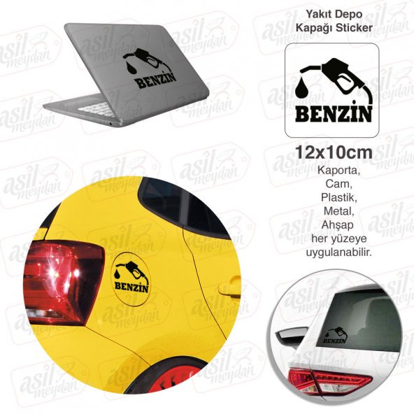 Benzin Yazısı Yakıt Depo Kapağı Siyah Kapak Sticker, Araba, Oto Etiket, Aksesuar, Tuning, Modifiye