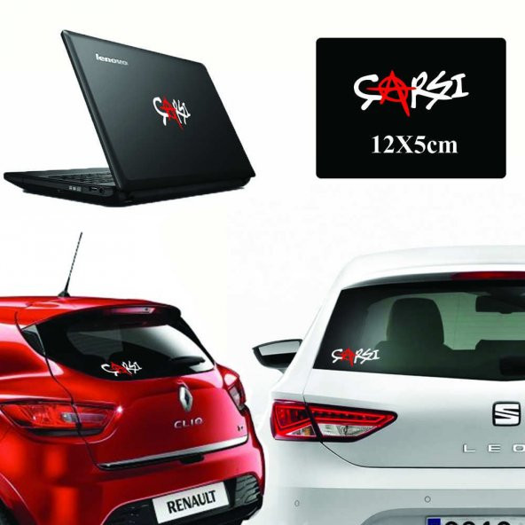 Kırmızı Beyaz Çarşı Transfer Harf Oto Sticker -Araç Aksesuar 12x5cm - 1