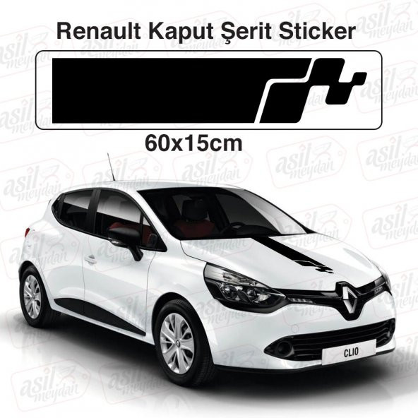 Renault Reno Sport Siyah Kaput Şerit Sticker Araba Oto Etiket, Aksesuar, Tuning, Modifiye