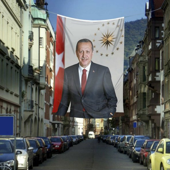 Recep Tayyip Erdoğan RTE Cumhurbaşkanlığı Forsu Raşel Cephe Bayrak -400x600cm - 4x6metre - 1