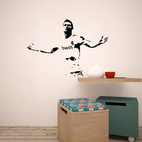 Juventus -Cristiano Ronaldo Silüeti Dekoratif Çocuk Odası Duvar Sticker, Çıkartma