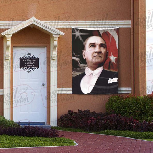 Göğe Bakan Gazi Mustafa Kemal Atatürk - Ay yıldız Türk Bayrağı Poster - Bayrak 100x150 cm - 1