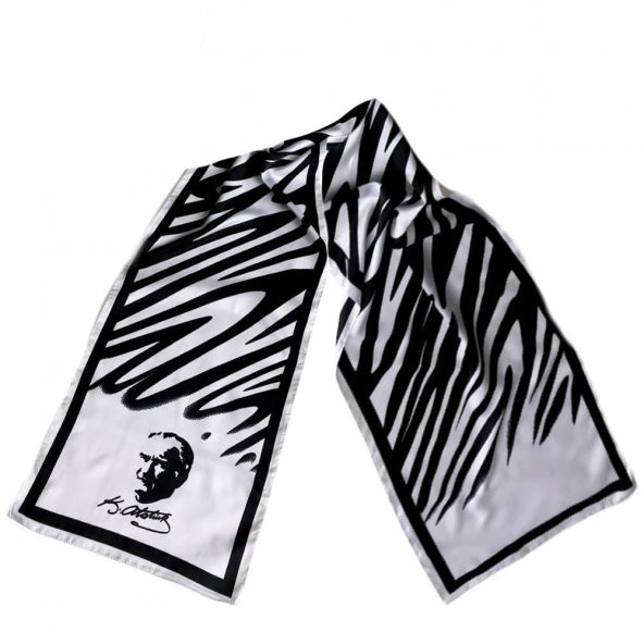 Mustafa Kemal Atatürk Baskılı Bayan İpek Fular - 4