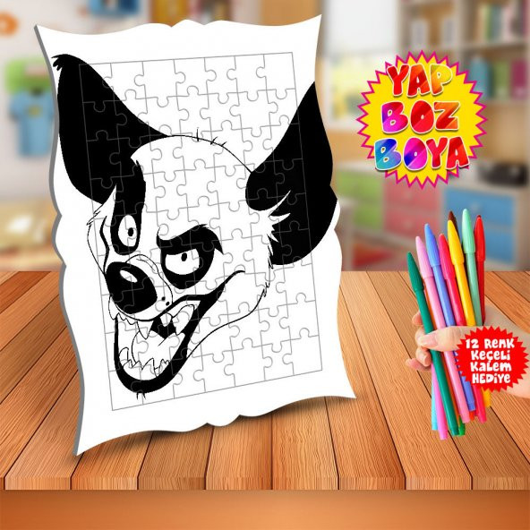Aslan Kral Sivri Diş Sırtlan Ed Çocuk Boyama Puzzle Tablo-LK_95