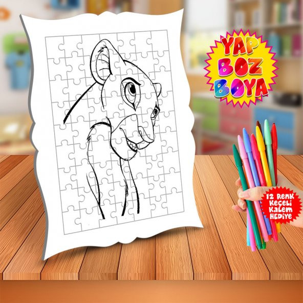 Aslan Kral Utanan Sarabi Çocuk Boyama Puzzle Tablo-colours_647