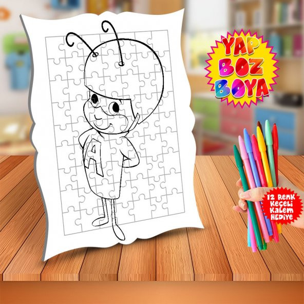 Sevimli Küçük Atom Karınca Çocuk Boyama Puzzle Tablo-ak01