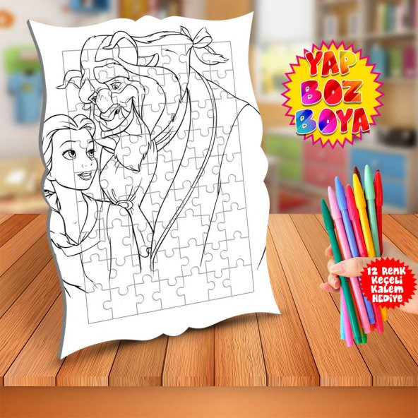 Bella Prenses ve Çirkin Eğitici Boyama Puzzle Tablo Çocuk-803