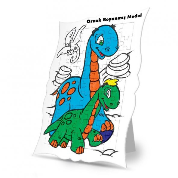 Çakmaktaş Ailesi ve Dinozor Eğitici Boyama Puzzle Tablo Çocuk-337 - 2