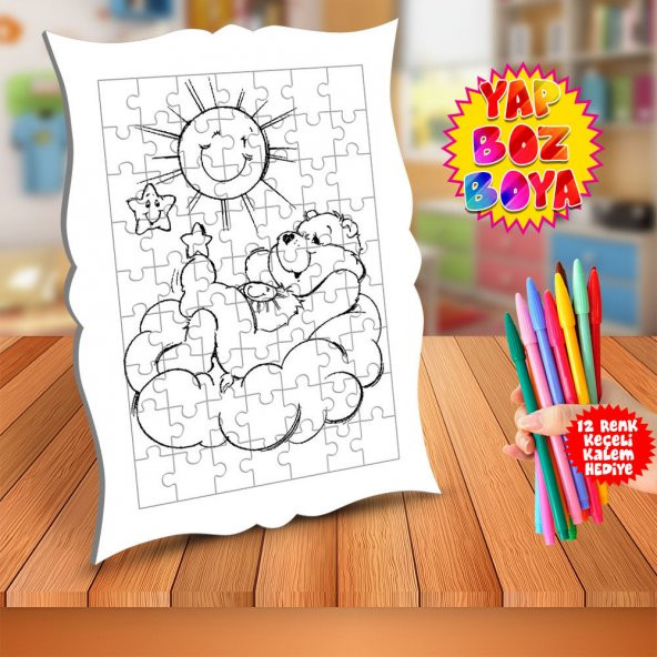 Sevimli Ayıcıklar Güneş Eğitici Boyama Puzzle Tablo Çocuk-186