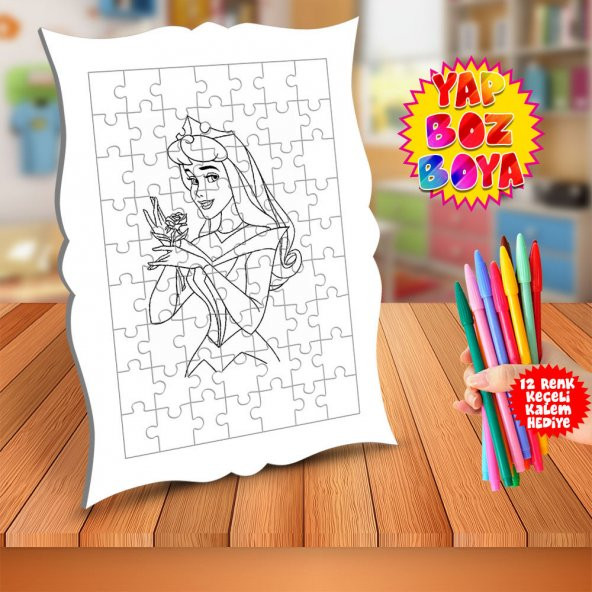 Gül Koklayan Prenses Eğitici Boyama Puzzle Tablo Çocuk-060 - 1