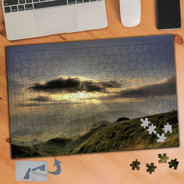 Bulut Ardında Güneş, Manzara 240 Parça Puzzle Yapboz Tablo-908