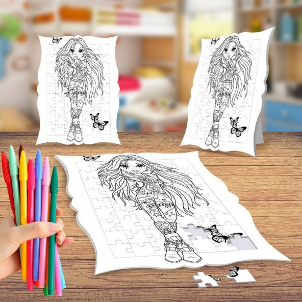 Bratz Kız Boyama Puzzle Tablo Çocuk Eğitici Yapboz