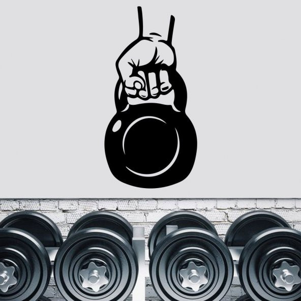 Ağırlık Kaldıran El-Fitness Silüet Dekoratif Duvar Sticker, Çıkartma, Etiket - 1