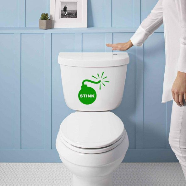 Stink Yazılı Bomba Sembolü Silüeti Dekoratif WC Klozet Sticker, Çıkartma, Etiket - 10