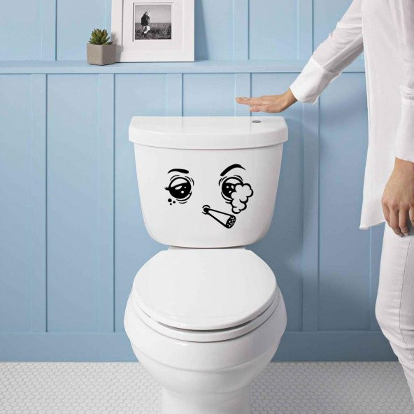 Sigara İçen Emoji Silüeti Dekoratif WC Klozet Sticker, Çıkartma, Etiket