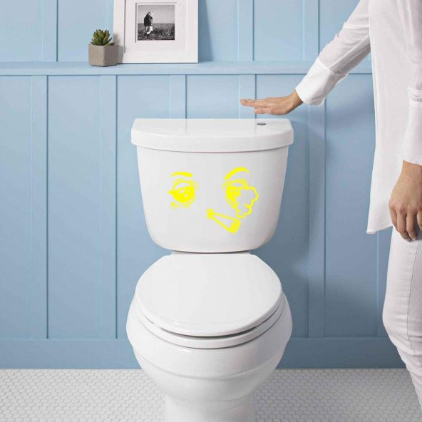Sigara İçen Emoji Silüeti Dekoratif WC Klozet Sticker, Çıkartma, Etiket - 7