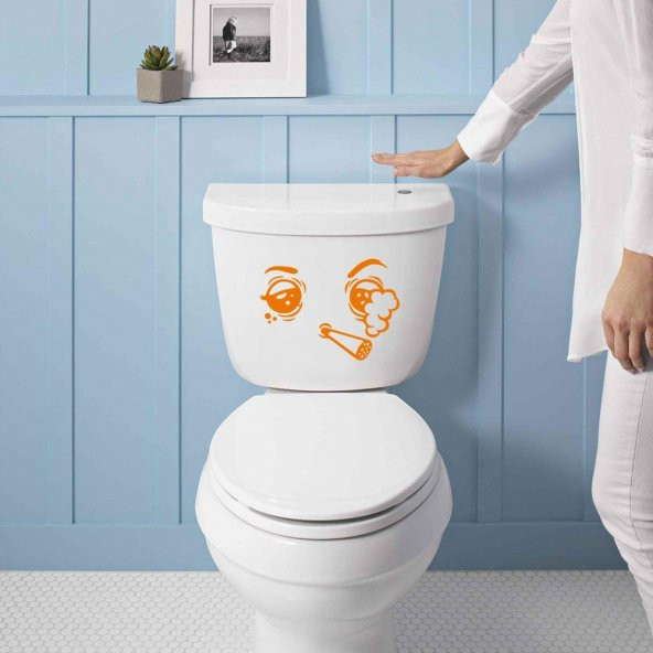 Sigara İçen Emoji Silüeti Dekoratif WC Klozet Sticker, Çıkartma, Etiket - 9
