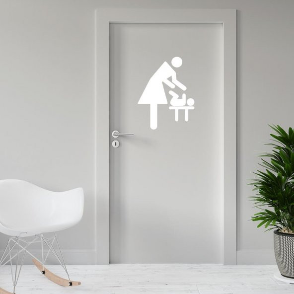 Bebek Bakım Odası İkon Silüeti Kapı Dekoratif Duvar Sticker, Çıkartma - 2