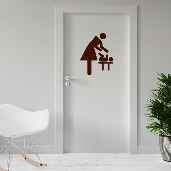 Bebek Bakım Odası İkon Silüeti Kapı Dekoratif Duvar Sticker, Çıkartma - 3