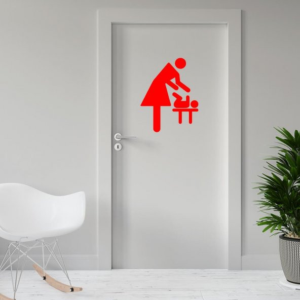 Bebek Bakım Odası İkon Silüeti Kapı Dekoratif Duvar Sticker, Çıkartma - 4