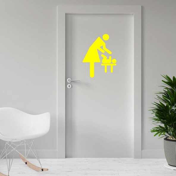 Bebek Bakım Odası İkon Silüeti Kapı Dekoratif Duvar Sticker, Çıkartma - 7