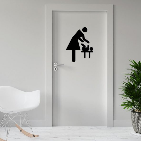 Bebek Bakım Odası İkon Silüeti Kapı Dekoratif Duvar Sticker, Çıkartma - 8