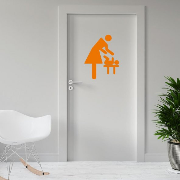Bebek Bakım Odası İkon Silüeti Kapı Dekoratif Duvar Sticker, Çıkartma - 9