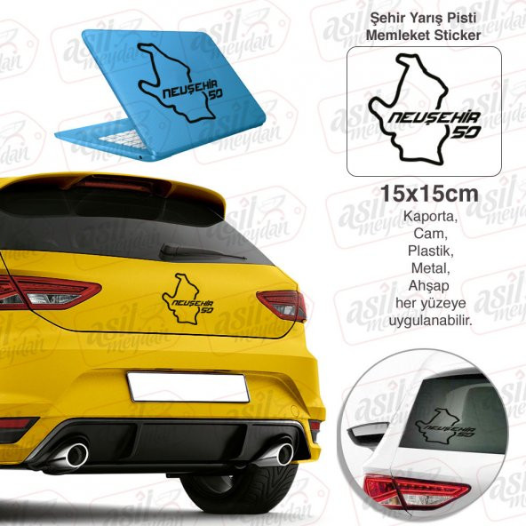 Nevşehir İli 50 Plaka Kodu Harita Memleket Siyah Yarış Pisti Sticker - Oto Araba Etiket, Aksesuar