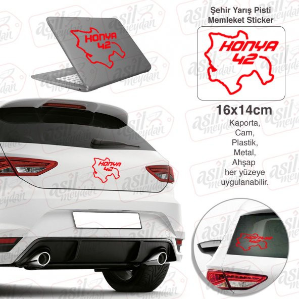 Konya İli 42 Plaka Kodu Memleket Kırmızı Yarış Pisti Sticker - Oto Araba Etiket, Aksesuar, Modifiye