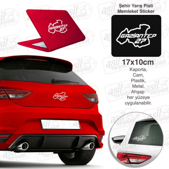 Gaziantep İli 27 Plaka Kodu Memleket Yarış Pisti Beyaz Sticker - Oto Araba Etiket, Aksesuar, Tuning