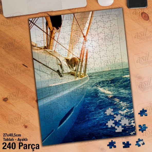 Asil Hobi Güneş - Deniz - Tekne - Yelken - Manzara Yapboz-Ayak Destekli Çerçeveli 240 Parça Puzzle