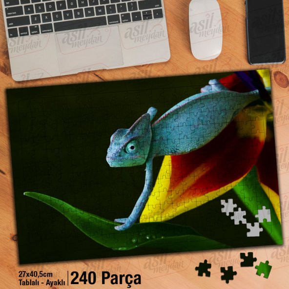 Asil Hobi - Bukalemun - Sevimli Hayvan - Doğa Yapboz - Ayak Destekli 240 Parça Puzzle