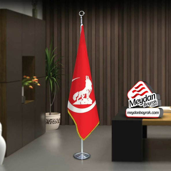 Bozkurt Hilal Kırmızı -Ülkü Bayrak -Ofis -Makam-Toplantı Odaları -Direkli -Saçaklı Makam Bayrağı