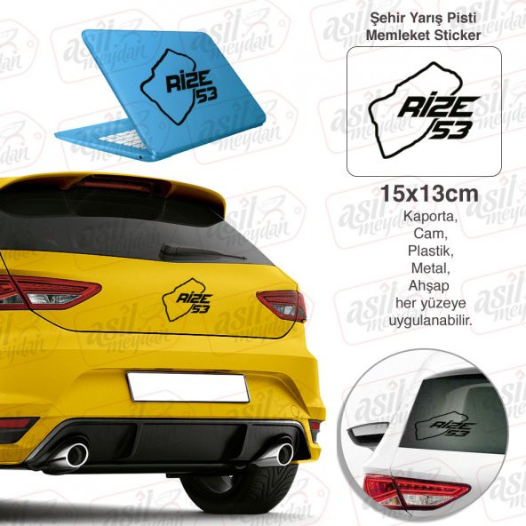 Rize İli 53 Plaka Kodu Harita Memleket Yarış Pisti Sticker - Oto Araba Etiket, Aksesuar