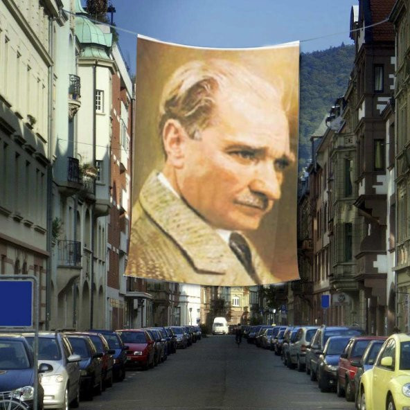 Mustafa Kemal Atatürk Portre Cephe Poster Bayrak -400x600cm -4x6 metre