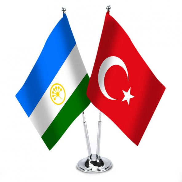 Başkurdistan - Türkiye -İkili Saten Masa Bayrağı