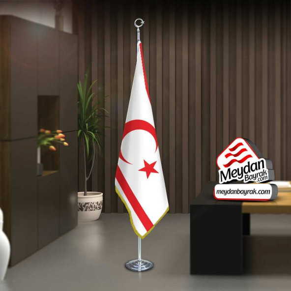 Kuzey Kıbrıs Türk Cumhuriyeti Bayrak -Ofis -Makam-Toplantı Odaları -Direkli -Saçaklı Makam Bayrağı