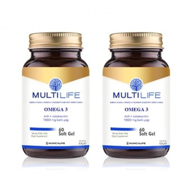 2 ADET Huncalife Multilife Omega 3 Softgel