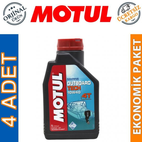 Motul Marine Outboard Tech 4T 10W-40 1 Lt Tekne Motor Yağı (4 Adet)