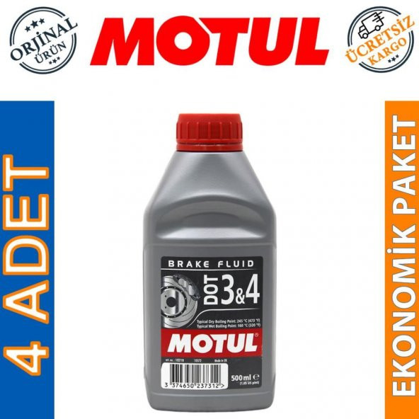 Motul Dot 3 & 4  Brake Fluid 500 ML Fren Hidrolik Yağı (4 Adet)