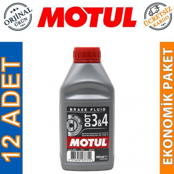 Motul Dot 3 & 4 Brake Fluid 500 ML Fren Hidrolik Yağı (12 Adet)