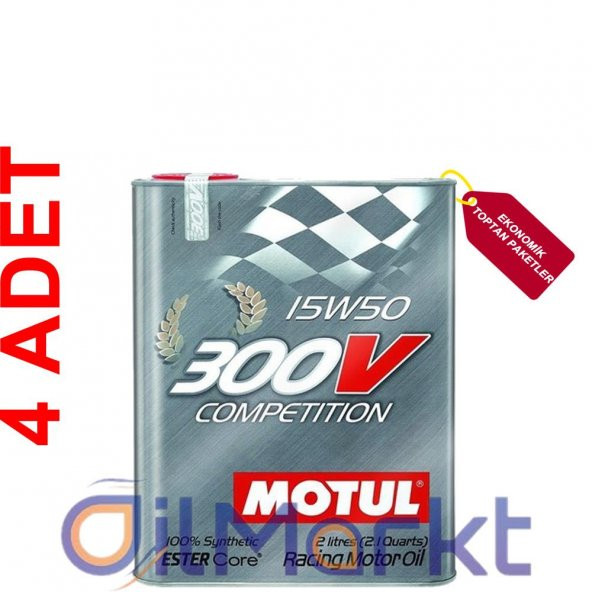 Motul 300V Competition 15W-50 2 Lt Tam Sentetik Motor Yağı (4 Adet)