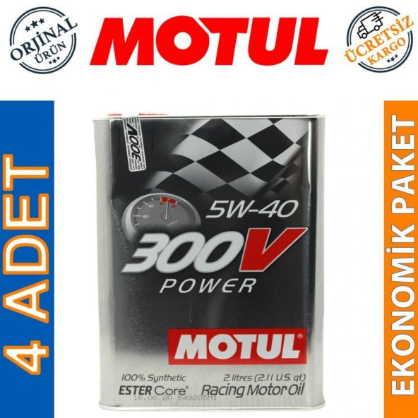 Motul 300V Power 5W-40 2 Lt Tam Sentetik Yarış Motor Yağı (4 Adet)