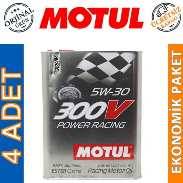 Motul 300V Power Racing 5W-30 2 Lt Performans Motor Yağı (4 Adet)